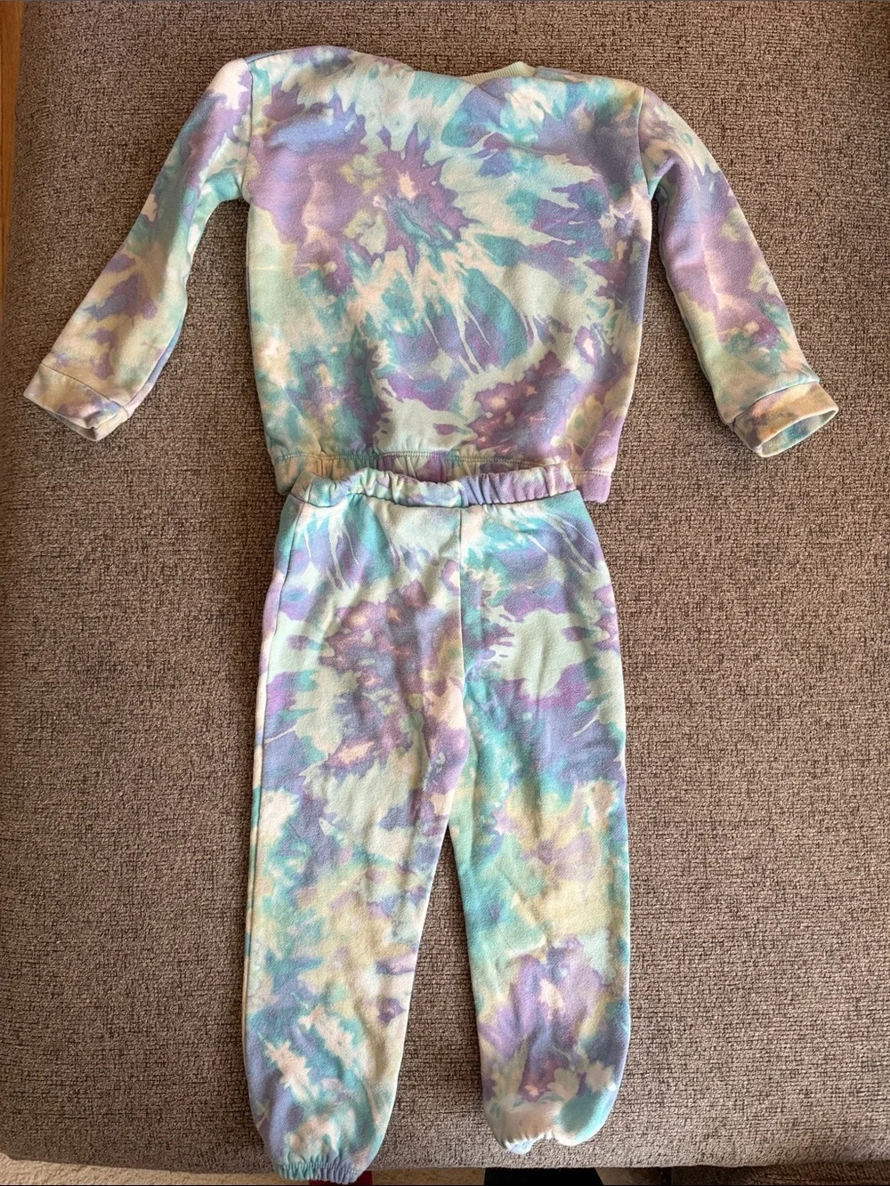 The Children's Place Tie-Dye Star Sweatshirt & Pants Set - Aqua, Purple, Cream - Picture 2 of 11